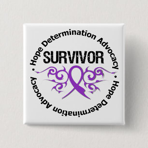 Badge Carré 5 Cm Ruban de tribal de survivant de mucoviscidose