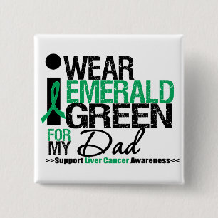 Badge Carré 5 Cm Ruban de vert vert de Cancer de foie pour mon papa