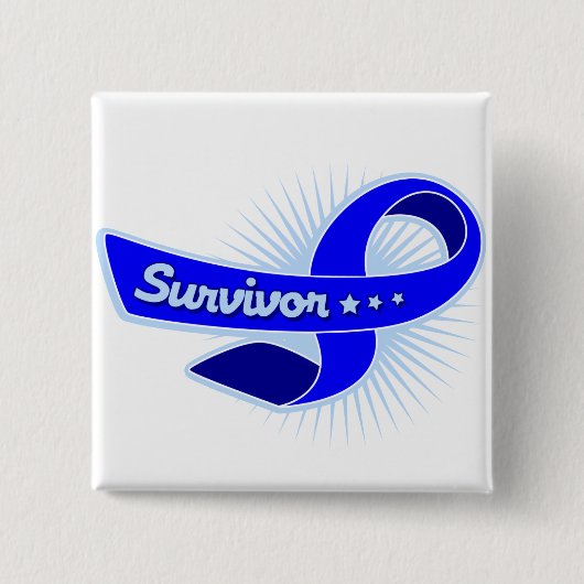 Badge Carré 5 Cm Ruban survivant du cancer du côlon (Devant)
