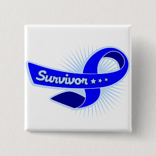 Badge Carré 5 Cm Ruban survivant du cancer du côlon