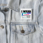 Badge Carré 5 Cm Ruban Thyroïde Cancer Pour Quelqu'Un Spécial (En situation)