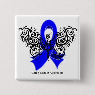 Badge Carré 5 Cm Ruban tribal de papillon de cancer du colon