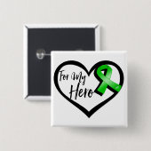 Badge Carré 5 Cm Ruban vert pour mon héros (Devant & derrière)