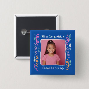 Badge Carré 5 Cm Rubans de fête d'anniversaire de tout âge avec pho