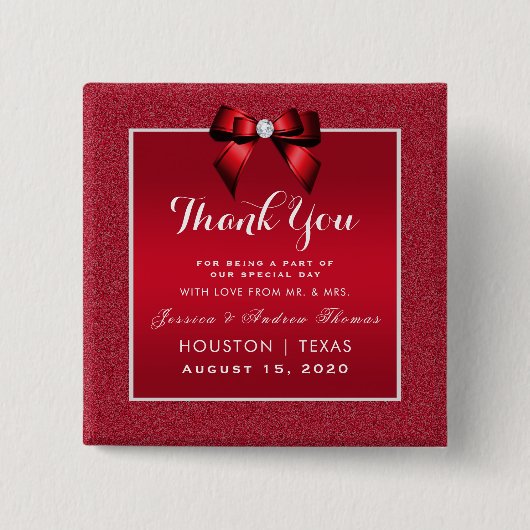 Badge Carré 5 Cm Ruby Red & Mariage élégant Gem (Devant)