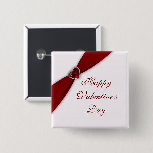 Badge Carré 5 Cm Ruby Red Valentine's Day Button