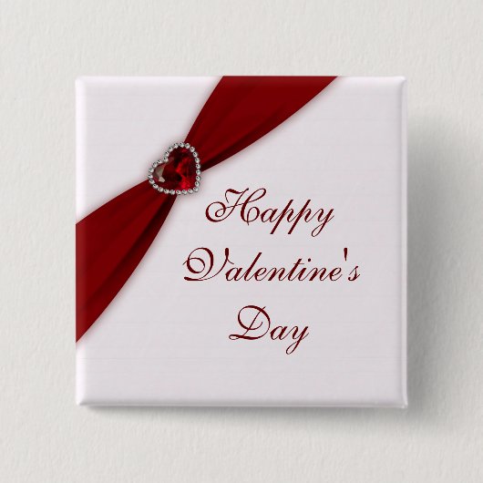 Badge Carré 5 Cm Ruby Red Valentine's Day Button (Devant)
