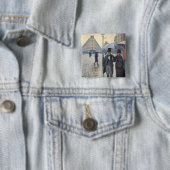 Badge Carré 5 Cm Rue de Paris, temps de pluie (En situation)