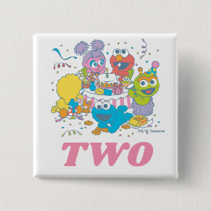Badge Carré 5 Cm Rue Sésame 2e anniversaire de bébé