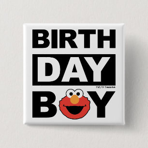 Badge Carré 5 Cm Rue Sésame   Elmo - Birthday Boy