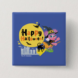 Badge Carré 5 Cm Rue Sésame Joli motif d'Halloween