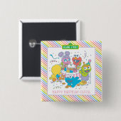 Badge Carré 5 Cm Rue Sésame | Premier anniversaire du bébé (Devant & derrière)