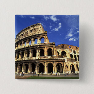 Badge Carré 5 Cm Ruines célèbres du Colisée à Rome Italie