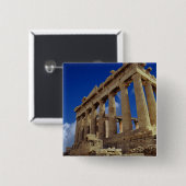 Badge Carré 5 Cm Ruines grecques, Acropole, Grèce (Devant & derrière)