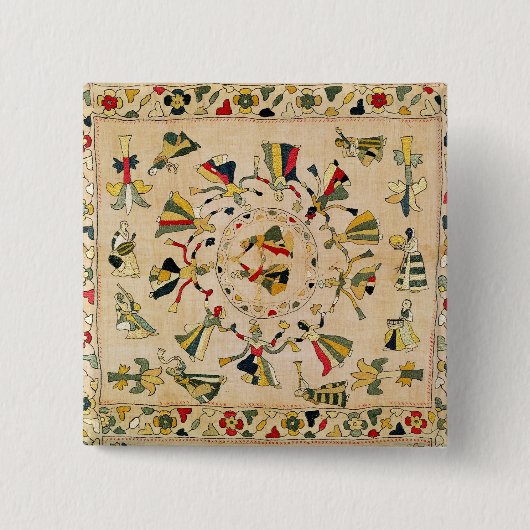 Badge Carré 5 Cm Rumal : couverture carrée de broderie montrant le (Devant)