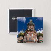 Badge Carré 5 Cm Russie, Moscou, place Rouge. St. Basil's 2 (Devant & derrière)