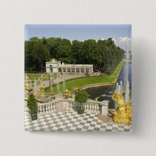 Badge Carré 5 Cm Russie. Petrodvorets. Palais Peterhof. Pierre le