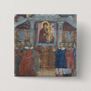 Badge Carré 5 Cm Russie, Yaroslavl, fresque dans la cathédrale de S