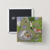 Badge Carré 5 Cm Rustam tuant le démon blanc, illustration de (Devant & derrière)