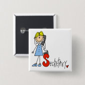 Badge Carré 5 Cm S est pour le secrétaire (Devant & derrière)