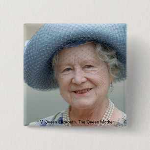 Badge Carré 5 Cm Sa Majesté la reine Elizabeth, la reine mère 1988