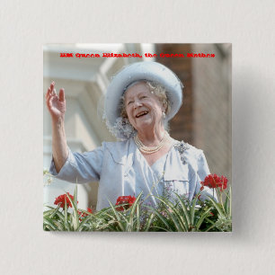 Badge Carré 5 Cm Sa Majesté la reine Elizabeth, la reine mère 1990