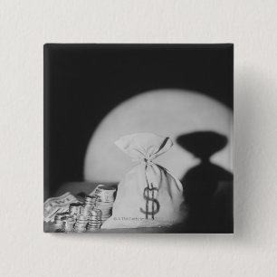 Badge Carré 5 Cm Sac d'argent