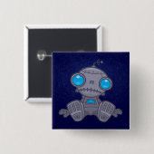 Badge Carré 5 Cm Sad Robot (Devant & derrière)