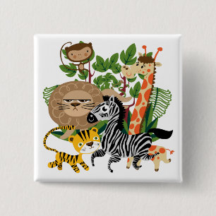 Badge Carré 5 Cm Safari animal