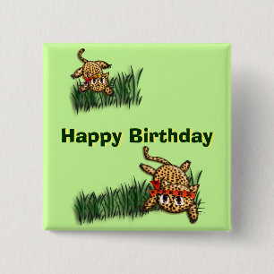 Badge Carré 5 Cm Safari ultra mignon Leopard Invitations d'annivers
