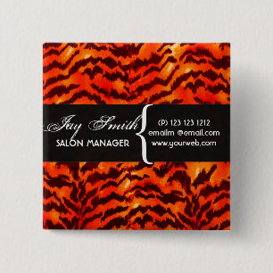 Badge Carré 5 Cm Safari WildLife Stripes Motif Nom de l'étiquette