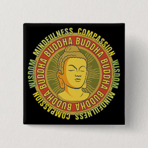 Badge Carré 5 Cm Sagesse de Bouddha