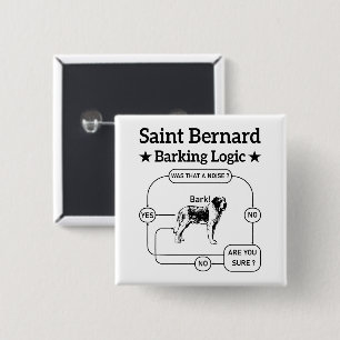 Badge Carré 5 Cm Saint Bernard Barking Logic Funny Chien propriétai