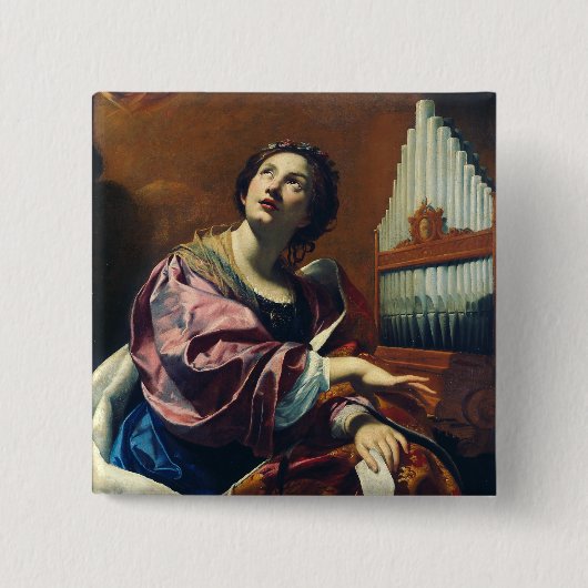 Badge Carré 5 Cm Saint Cecilia par Simon Vouet (Devant)