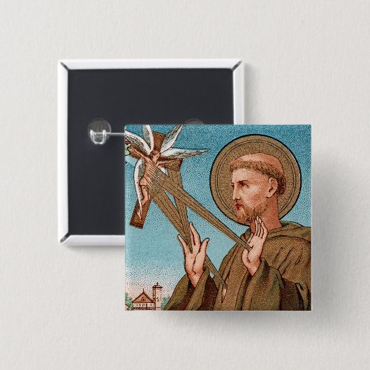 Badge Carré 5 Cm Saint François d'Assise, Pater Seraphicus (SAU 040 (Devant & derrière)
