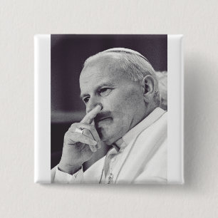 Badge Carré 5 Cm Saint Jean Paul II Le Grand Communicateur Beaux-Ar