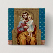 Badge Carré 5 Cm Saint-Joseph avec l'enfant du Christ (Devant)