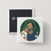 Badge Carré 5 Cm Saint-JOSEPH POUR CES TEMPS (Devant & derrière)