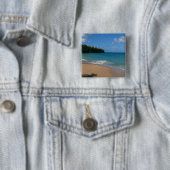 Badge Carré 5 Cm Saint Lucia Beach Paysage tropical (En situation)