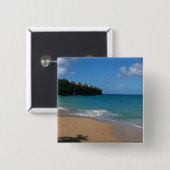 Badge Carré 5 Cm Saint Lucia Beach Paysage tropical (Devant & derrière)