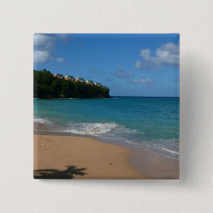 Badge Carré 5 Cm Saint Lucia Beach Paysage tropical