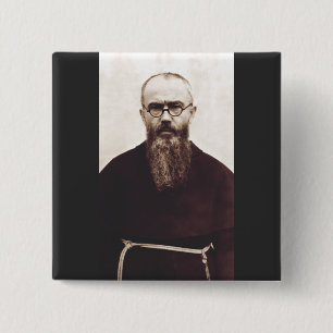 Badge Carré 5 Cm Saint Maximilien Kolbe prêtre catholique polonais