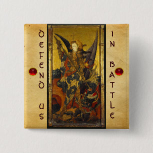 Badge Carré 5 Cm Saint Michael Vanquishing le diable