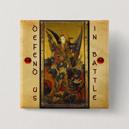 Badge Carré 5 Cm Saint Michael Vanquishing le diable (Devant)
