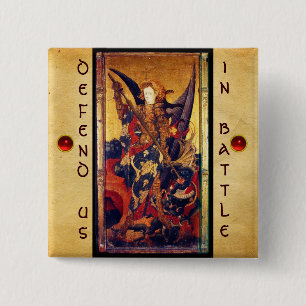 Badge Carré 5 Cm Saint Michael Vanquishing le diable
