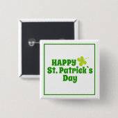 Badge Carré 5 Cm Saint Patrick`s jour Shamrock Vert (Devant & derrière)