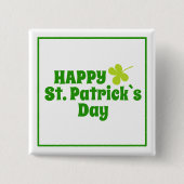 Badge Carré 5 Cm Saint Patrick`s jour Shamrock Vert (Devant)