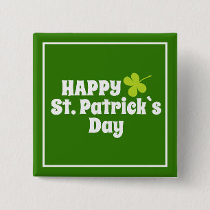 Badge Carré 5 Cm Saint Patrick`s jour Shamrock Vert
