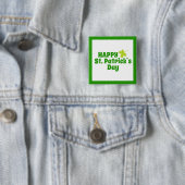 Badge Carré 5 Cm Saint Patrick`s jour Shamrock Vert (En situation)