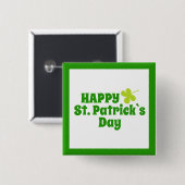 Badge Carré 5 Cm Saint Patrick`s jour Shamrock Vert (Devant & derrière)